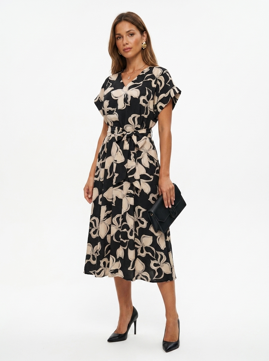 Vestido RIN en B FLOWERS BLACK OI 2026