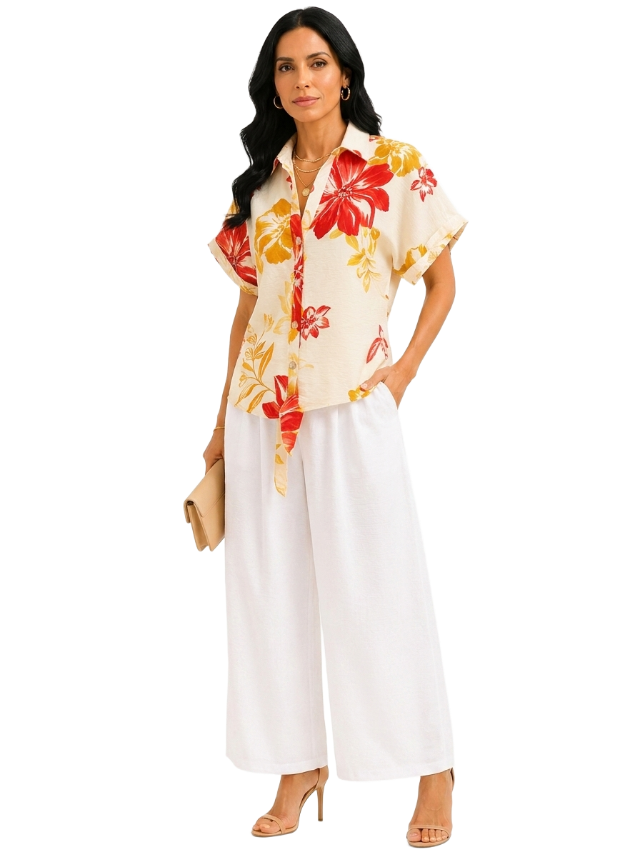 Blusa SETURI en FLORES IVORY ORANGE PV 2026